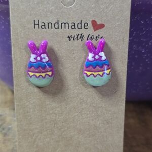Handmade Bunny Earrings - Pink & Mint